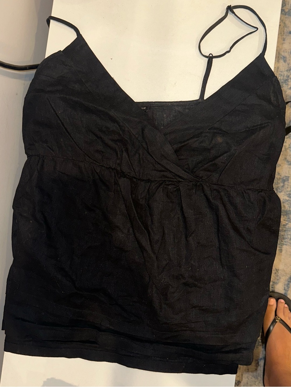 Saks Fifth Avenue Black Spaghetti Strap Vneck top
